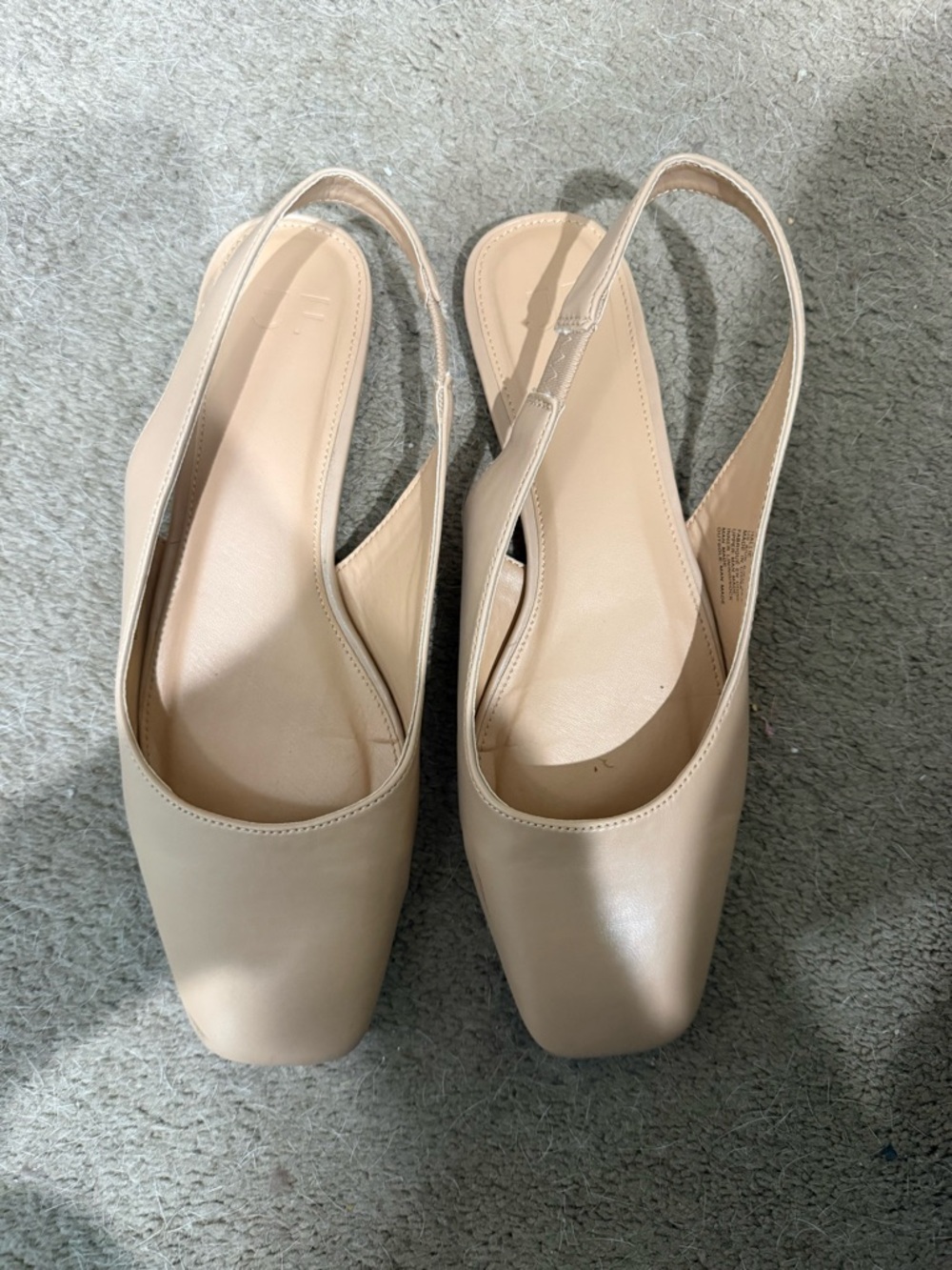 JustFab Nude Square-Toe Slingback Flats